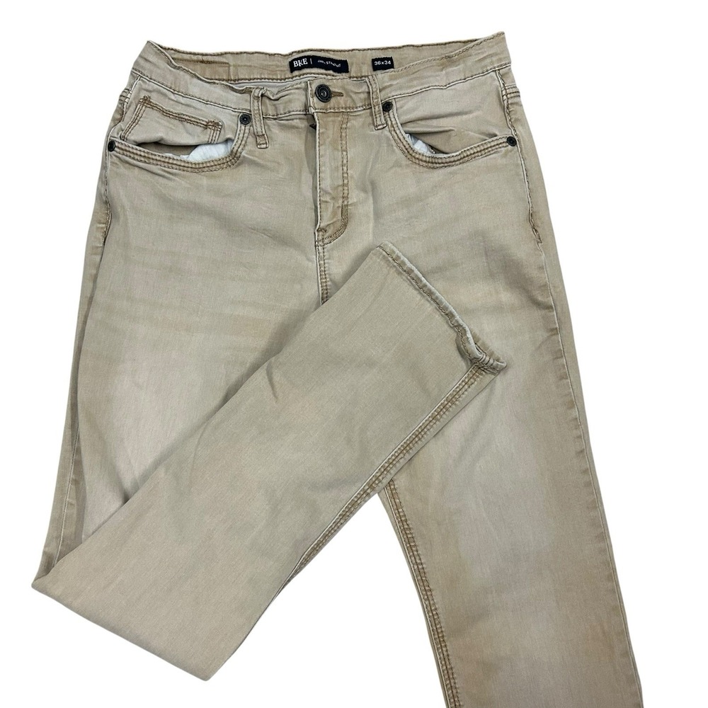 BKE‎ Jake Straight Jeans Mens 32X34 Brown Denim Cross Stitch Pocket